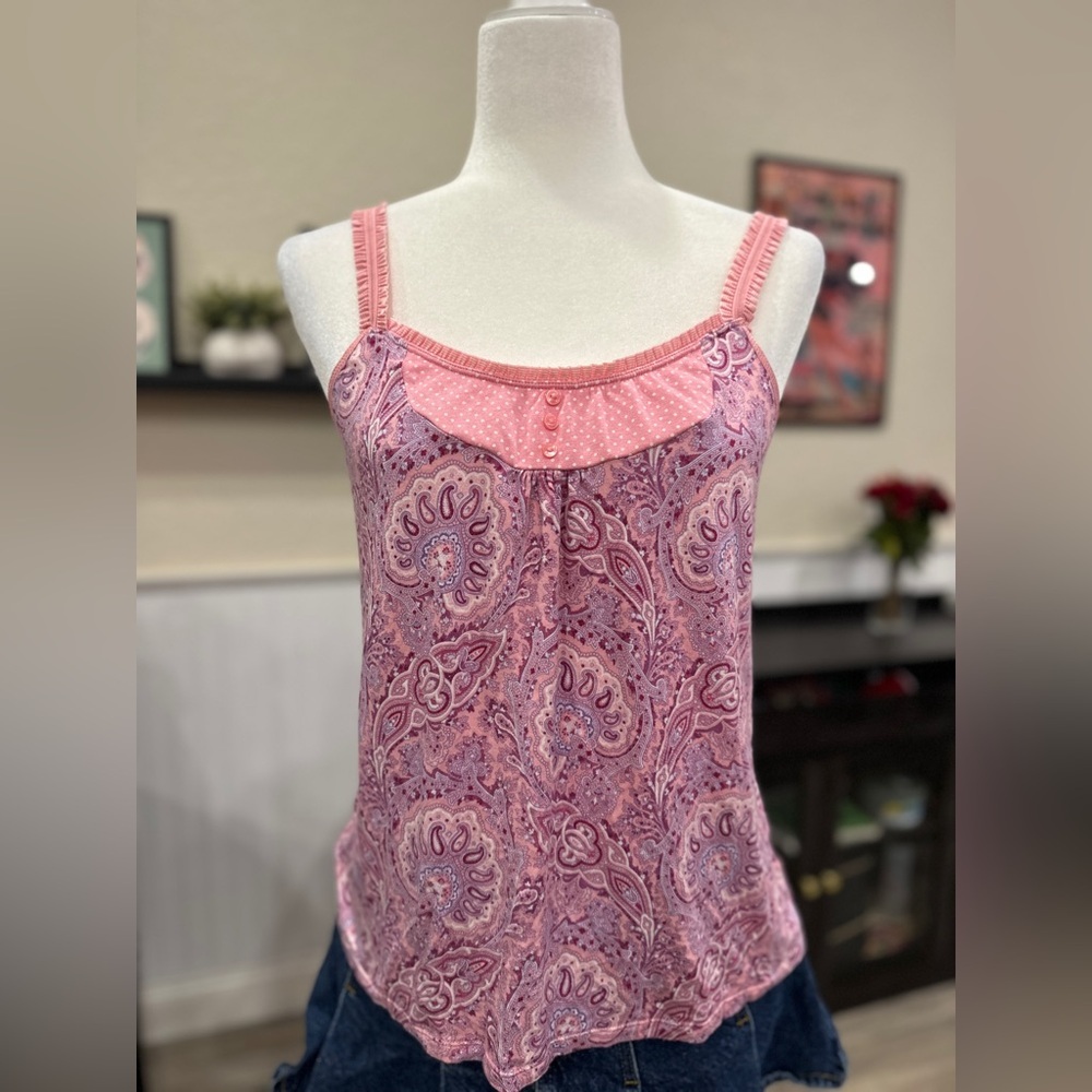 Gap Pink Polka Dot Paisley Cami Tank Women’s Medium Vintage Y2K